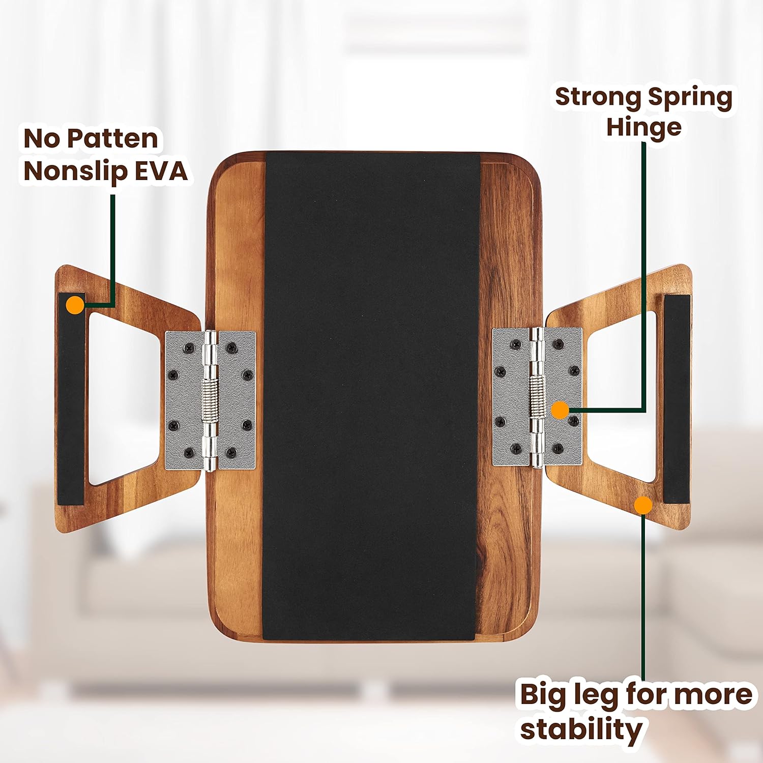 Tinamo Acacia Couch Arm Table - Wooden Sofa Armrest Tray - Clip-on Tray for Wide Couch - Side Table for Eating & Drink (Acacia)