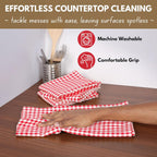 Native Fab 12 Pack Gingham Check Kitchen Towels 16"x26" - Mini Plaid Cotton Dish Towels Washable - Absorbent Tea Towel, Soft Hand Towel with Hanging Loop, Dish Cloth Set - Red White