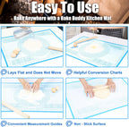 Silicone Pastry Mat 36x24 Inch Nonstick Baking Mat Perfect for Dough Mat, Pastry Board, Kitchen Counter Mat - For Dough, Pastry, Pie Crust, Fondant, Cookies, Bread, Pasta/Pizza, Blue