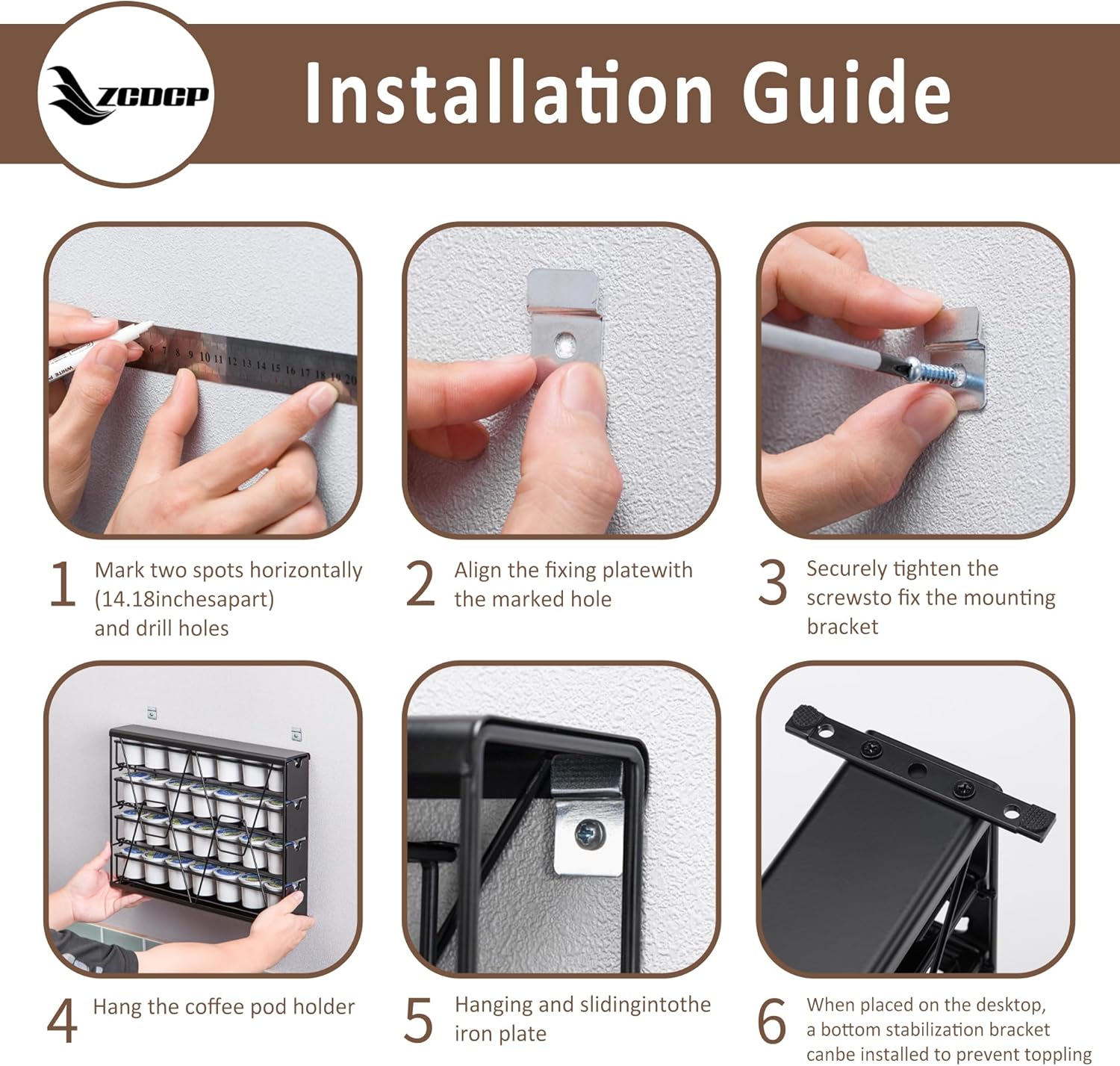 ZCDCP for K Cup Coffee Pod Holder, K Cup Holder Drawer Wall Mounted Coffee Pod Organiser (Holds 42 Coffee Pods)