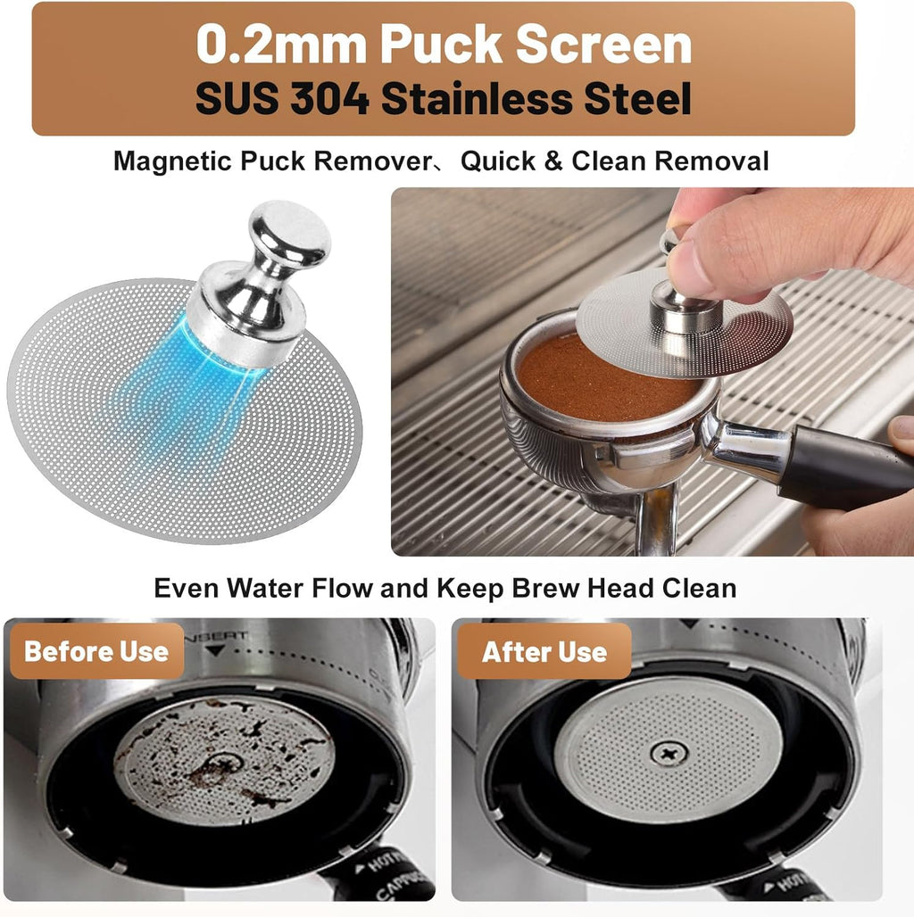 53mm Espresso Accessories Kit – Spring-Loaded Espresso Tamper, WDT Tool, Coffee Distributor, Magnetic Dosing Funnel, Puck Screen with Remover – Premium Stainless Steel & Aluminum Espresso Tools