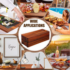 10 Pack Solid Wood Serving Trays 16.7 x 6.4 Inch Acacia Wooden Server Platter Rectangular Charcuterie Boards with Grooved Handle for Home Room Coffee Cheese Appetizer Table Farmhouse Serving Decor