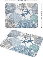 Summer Coastal Dish Drying Mats for Kitchen Counter 16x18 Inch Sea Shells Starfish Drying Mat High Absorbent Reversible Kitchen Mat Blue Coral Ocean Themed Dishes Pad for Countertop Tableware Decor