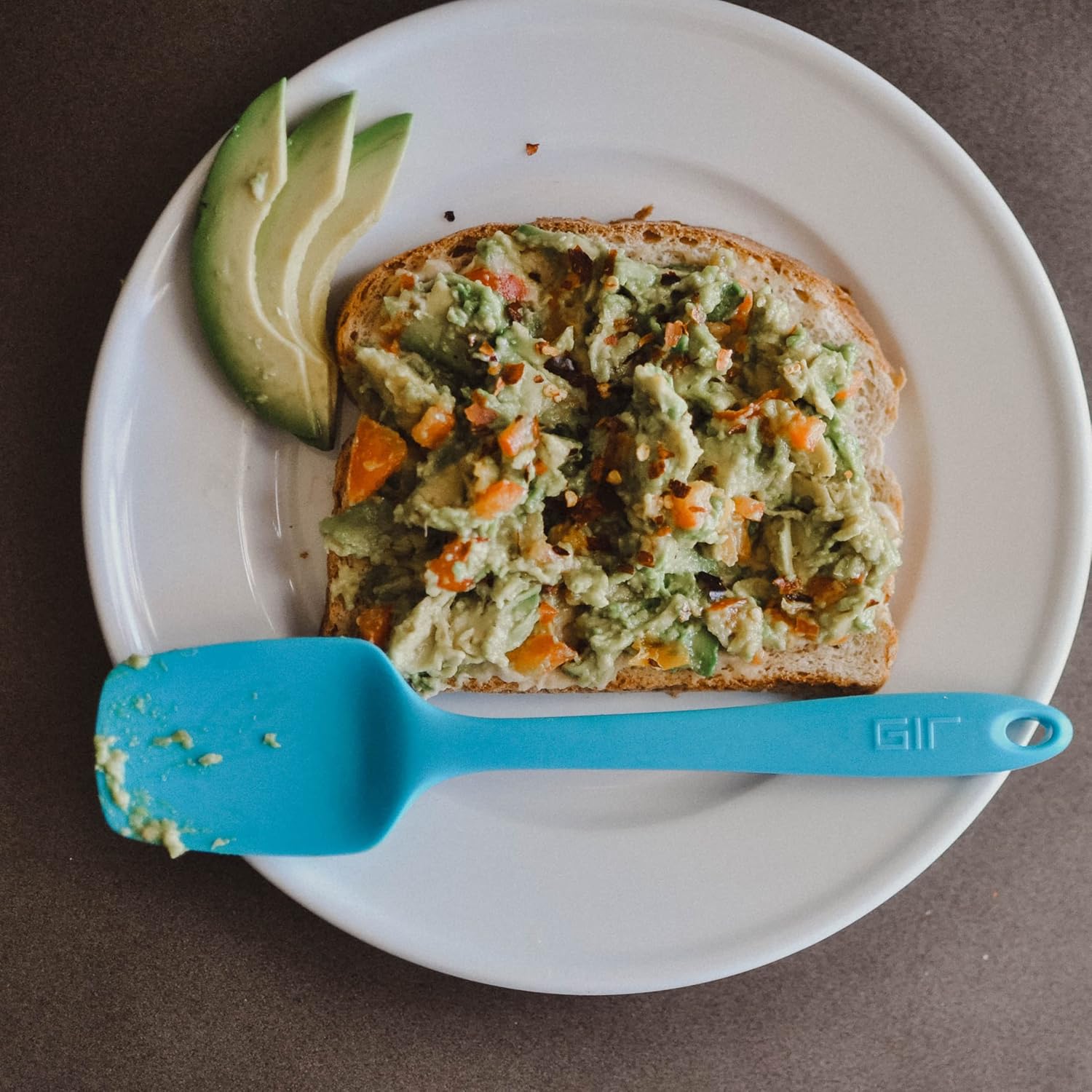 GIR: Get It Right Spoonula Silicone Spatula Scraper - 11-Inch Skinny Slate - Heat-Resistant Seamless Design - Non-Stick Flexible Mixing & Scraping - Long Spoon Spatula for Deep Jars