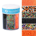 Sweets Indeed Halloween 6-Cell Sprinkle Jar – 6 Variety Sprinkle Compartments | Edible Cake Decorations for Cupcakes, Cookies, Cakes & Desserts | 6.45 oz