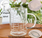 Ackers Mirror Etching Scale Glass Measuring Cup-[Insulated handle | V-Shaped Spout]-Made of High Borosilicate Glass Measuring Cup for Kitchen or Restaurant, Easy to Read, 500 ML (16 Oz, 2 Cup)
