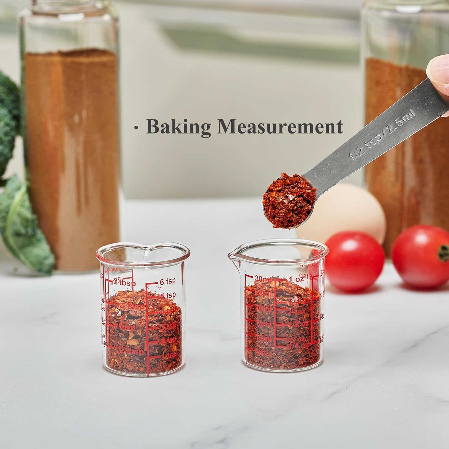 High Borosilicate Glass Measuring Cup with V-Shaped Spout, 30ml (1oz) | Pack of 2 – Precision Glass Measuring Cup for Kitchen & Bar