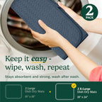 Cuisinart Dish Drying Mats for Kitchen Counter - (2) 18" x 24" Ultra Absorbent Dish Drying Mat XL - Foldable, Machine Washable, Fast Drying Dish Mat (Geostripe)