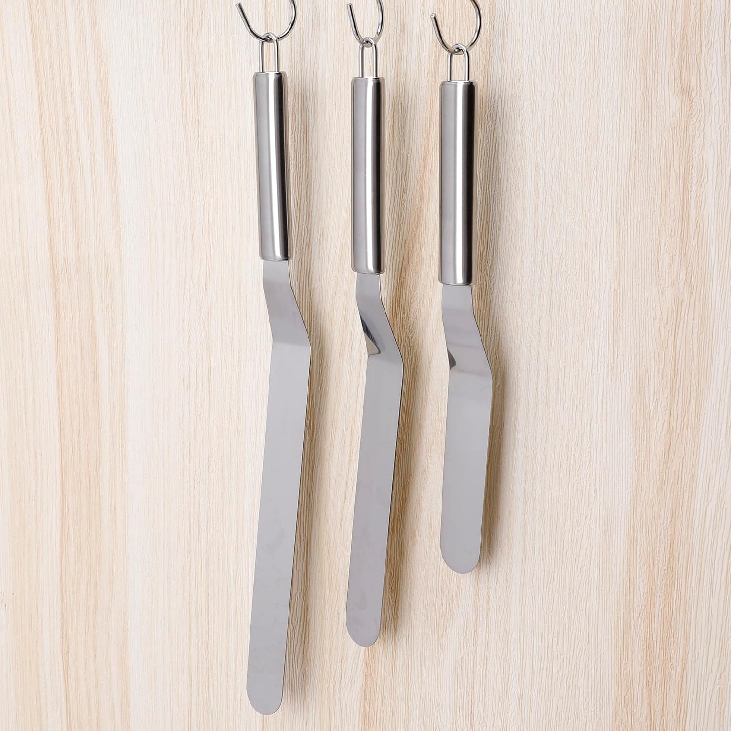 Cake Spatula Set – 6", 8", 10" Stainless Steel Offset & Straight Icing Spatulas for Cake Decorating and Frosting (Curved)