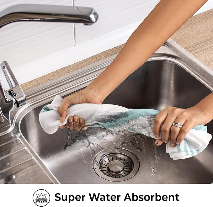 Urban Villa Kitchen Towels 100% Cotton Dish Towels for Kitchen (Set of 6)20”x30” Dish Cloths Highly Absorbent Kitchen Linen Set with Hanging Loop Perfect for Drying Dishes Cleaning Towels- MultI Color