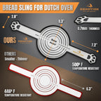 Sourdough Silicone Bread Sling 500 Degrees, 2 PCS Nonstick & Easy Clean Reusable Bread Mat for Dutch Oven Liners with Oil Brush & Silicone Spatula, Sourdough Bread Baking Supplies with Long Handles