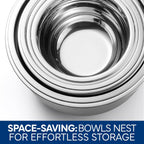 COOK WITH COLOR Stainless Steel Mixing Bowls Set with Lids - Nesting Bowls with Non-Slip Bottom, Blue, 12 Pieces