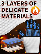BBQ Oven Gloves, 1472℉ 3-Layers Heat Resistant Oven Mitts Silicone Non-Slip Cooking Gloves for Barbecue, Grilling, Baking, Welding, Smoker (A Pair) (Blue)