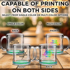 Custom Libbey Clear Glass Coffee Mugs 13 oz. Set of 100, Personalized Bulk Pack - Perfect for Coffee, Tea, Espresso, Hot Cocoa, Other Beverages - Green Bottom