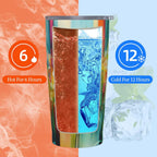 Floral Tumbler with Lid and Straw 20oz Coffee Tumblers Leakproof Stainless Steel Travel Mug Vacuum Insulated Cup for Iced and Hot