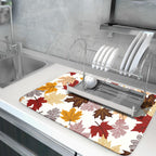 Giwawa Maple Leaf Dish Drying Mat Large 18x24 inches Fall Autumn Colorful Leaves Dish Drainer Mats Thanksgiving Decorative Fast Drying Reversible Absorbent Dish Drying Pad for Kitchen Countertop
