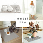 25" x 15" Large Stone Dish Drying Mat for Kitchen Counter - Quick Dry Super Absorbent Diatomaceous Earth Pad for Dishes - Our Natural Foldable Water Absorbing Mats Are Odorless and Food-Safe - Gray