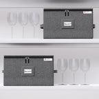 YearningHome Wine Glass Storage Box with Dividers,Hard Shell and Stackable Stemware Storage Containers with Sturdy Handle for Glassware Crystal Storage and Transport,Grey,Holds 12
