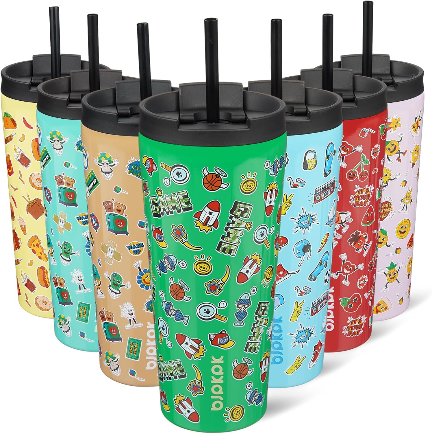 BJPKPK 22oz Stainless Steel Insulated Tumbler With lid And Straw Travel Coffee Thermal Tumblers Cup For Women And Men,Game