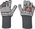 GRILL HEAT AID BBQ Grill Gloves Heat Proof for Grilling – Fireproof 1472°F Heat-Resistant Grill Mitts for Outdoor Barbecue and Smoker, Campfire, Fire Pit, Oven Glove with Fingers for Baking Pizza
