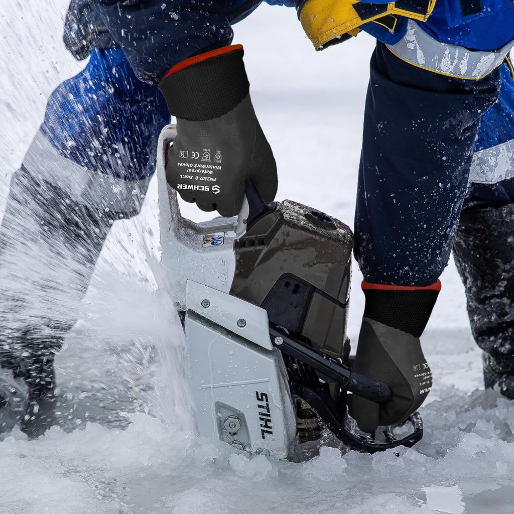 Schwer FreezeGuard Winter Work Gloves, ANSI A2 Cut Resistant Freezer Gloves for Outdoor Cold Weather Keep Hands Warm, Waterproof Gloves for Shoveling Snow, Ice Fishing, L