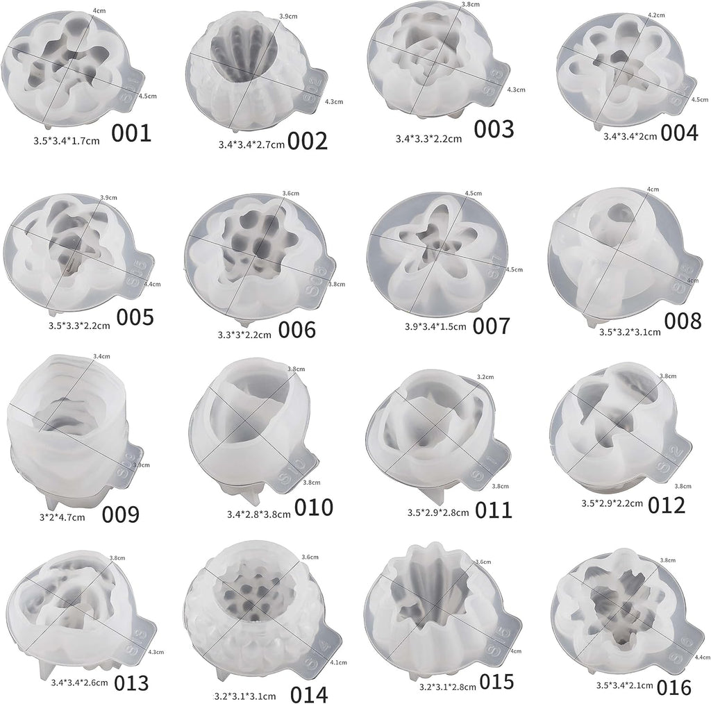 16 Pack Flower Succulent Candle Mold Resin Casting Silicone Molds for Home Decor & Candle Making Wave Spiral Mold