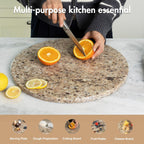 Koville Golden Brown Marble Cutting Board for Kitchen Countertop, 16" Large Marble Serving Tray for Baking, Charcuterie, Pastry, Trivet, Stone Cutting Boards Granite Cheese Board for Kitchen