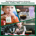 Small Purple Paper Cocktail Straws, 5.75 inch, 500 counts, Disposable Short Sipping & Stirring Straws - Biodegradable