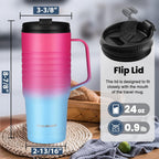 HAUSHOF 24 oz Travel Mug with Handle, Stainless Steel Vacuum Insulated Coffee Travel Mug, Double Wall Travel Mugs with Leakproof Lid, BPA Free