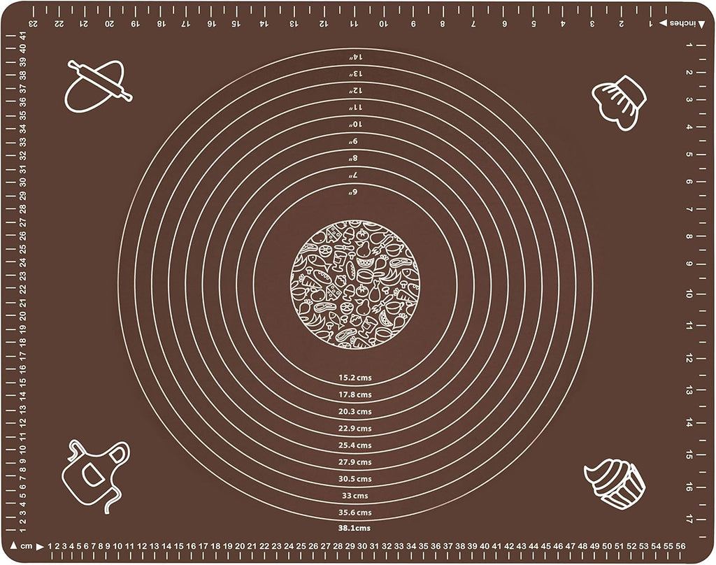 Silicone Baking Mat for Rolling Pastry Dough with Measurements, 25.6 x 17.7 BPA Free Non stick and Non Slip Coffee Table Sheet Baking Supplies for Bake Pizza Cake