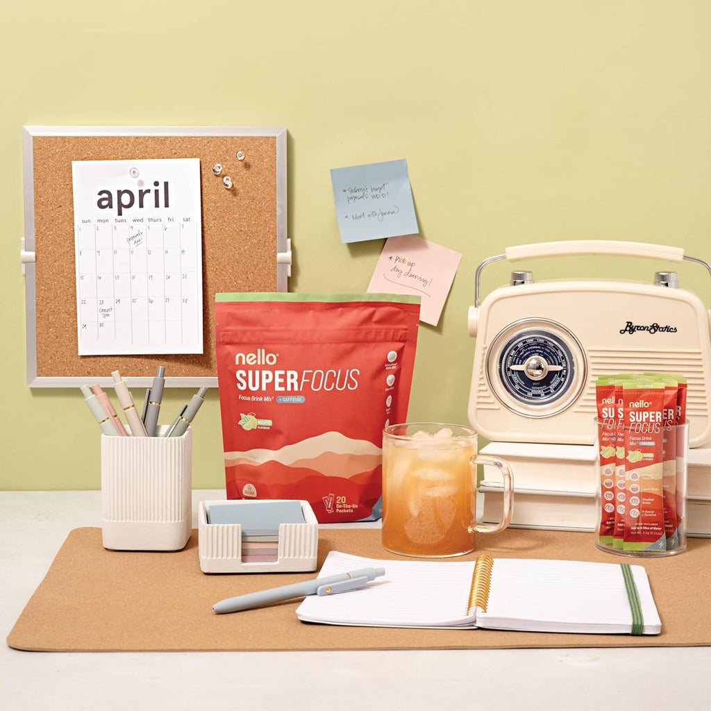 SuperFocus Mojito with Caffeine– Nootropic Focus Drink Mix, 20 On-The-Go Packets, Alpha GPC, Lion’s Mane, Rhodiola, Sugar-Free