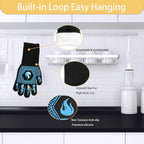 BBQ Fireproof Gloves, Grill Cut-Resistant Gloves 1472°F Heat Resistant Gloves, Non-Slip Silicone Oven Gloves, Kitchen Safe Cooking Gloves for Oven Mitts,Barbecue,Cooking, Frying,13.5 Inch-Sky Blue