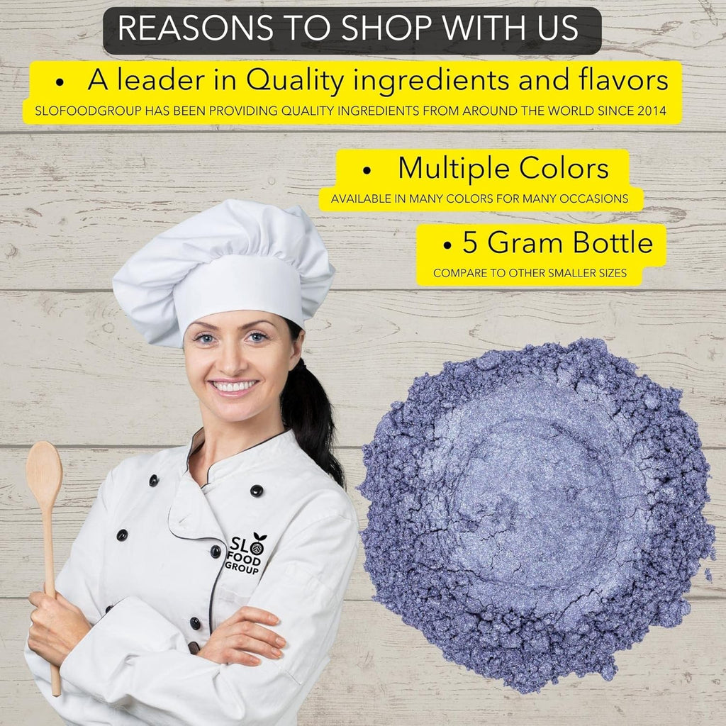 Slofoodgroup Very Peri Luster Dust| Very Peri Colored Edible Glitter, 5 Gram Bottle