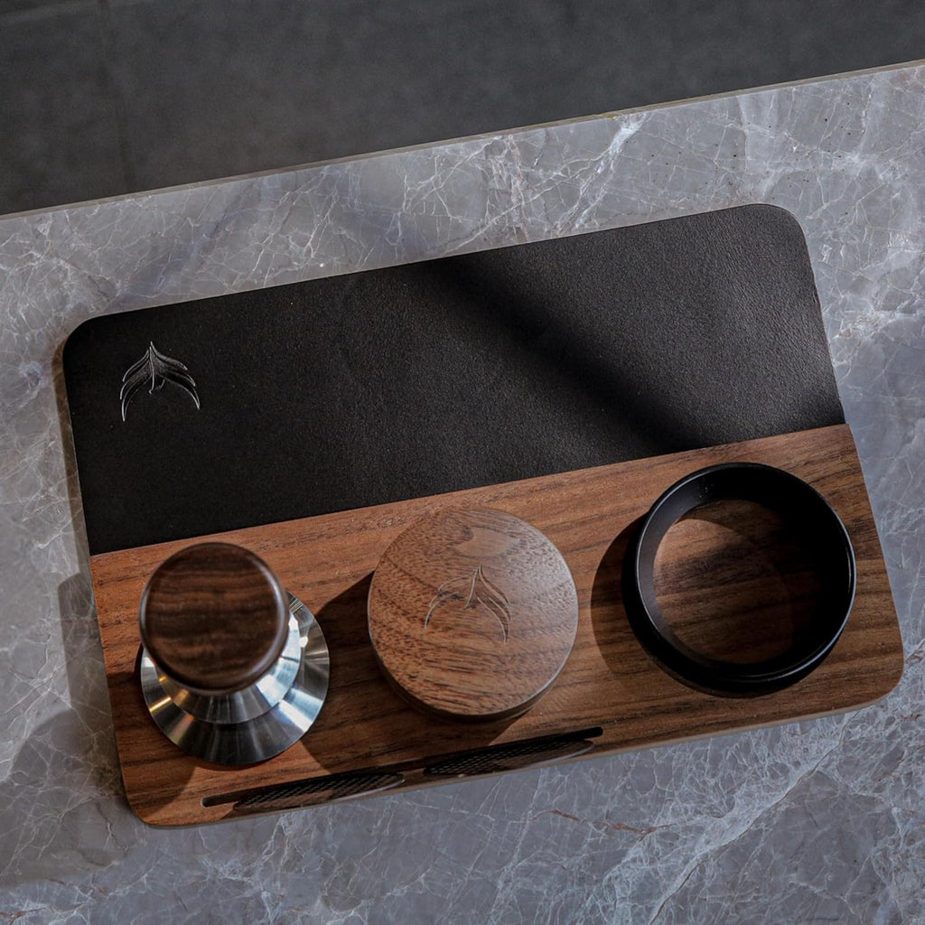 54mm Coffee Tamper Kit 5pcs For Breville Espresso Machines and Accessories Inludues Leather Tamping Mat, 54mm Spring Loaded Tamper, Coffee Distributor, Portafilter Funnel and Puck Screen