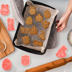 10 Pcs Cookie Cutters Set Cookie Stamps 3D Cookie Stamps for Biscuit Snacks Fondant Cheese Baking Molds for Rabbit Egg Butterfly Church Chick