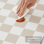 Checkered Dish Drying Mat for Kitchen Counter, Coffee Bar Station Accessories, Retro Cute Aesthetic Modern Absorbent Drainer Mat Kitchen Drying Mat Easy Clean, Beige 16" x 24"