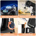Stand Mixer, 6.5QT 660W 10-Speed Tilt-Head Electric Kitchen Stand Mixer, Food Mixer with Dishwasher-Safe Dough Hook, Egg Whisk, Flat Beater for Baking, Cake and Most Home Cooks (Black)