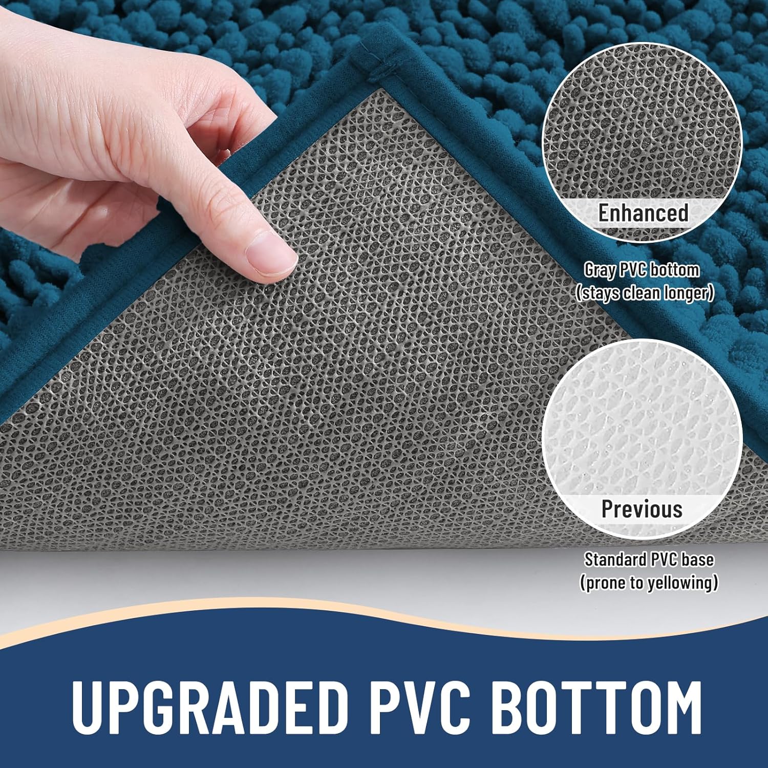 Arotive Luxury Chenille Bathroom Rug Mat, Extra Soft Thick Absorbent Shaggy Bath Rugs, Non-Slip Machine Wash Dry, Plush Bath Mats for Bathroom, Shower and Tub, 30x20, Peacock Blue