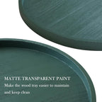 Round Ottoman Table Tray Round-24 - Rustic Wooden Serving Tray for Farmhouse Decorative Oversized Coffee Table Trays Living Room Kitchen Counter Breakfast Green