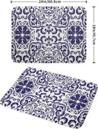 Boho Ethnic Design Dish Drying Mat for Kitchen Counter,Blue Bohemian Mandala Drying Mat 18 x 24 Inch with High Absorbent Reversible Microfiber Dish Drying Pad Dish Rack Pad Drainer Mat for Coffee Bar