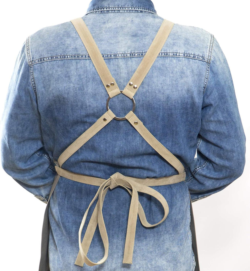 Men and Women Apron for Kitchen, Gardening, Artist, Chef, Work | Canvas, Waterproof, Adjustable Straps Unisex