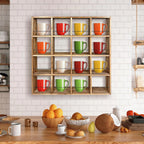 Montex Coffee Mug Holder, Mug Rack Wall Mounted, 3 Tier Coffee Mug Shelf, Rustic Coffee Mug Display Rack for Kitchen, Home, Coffee Bar(16 Grids)