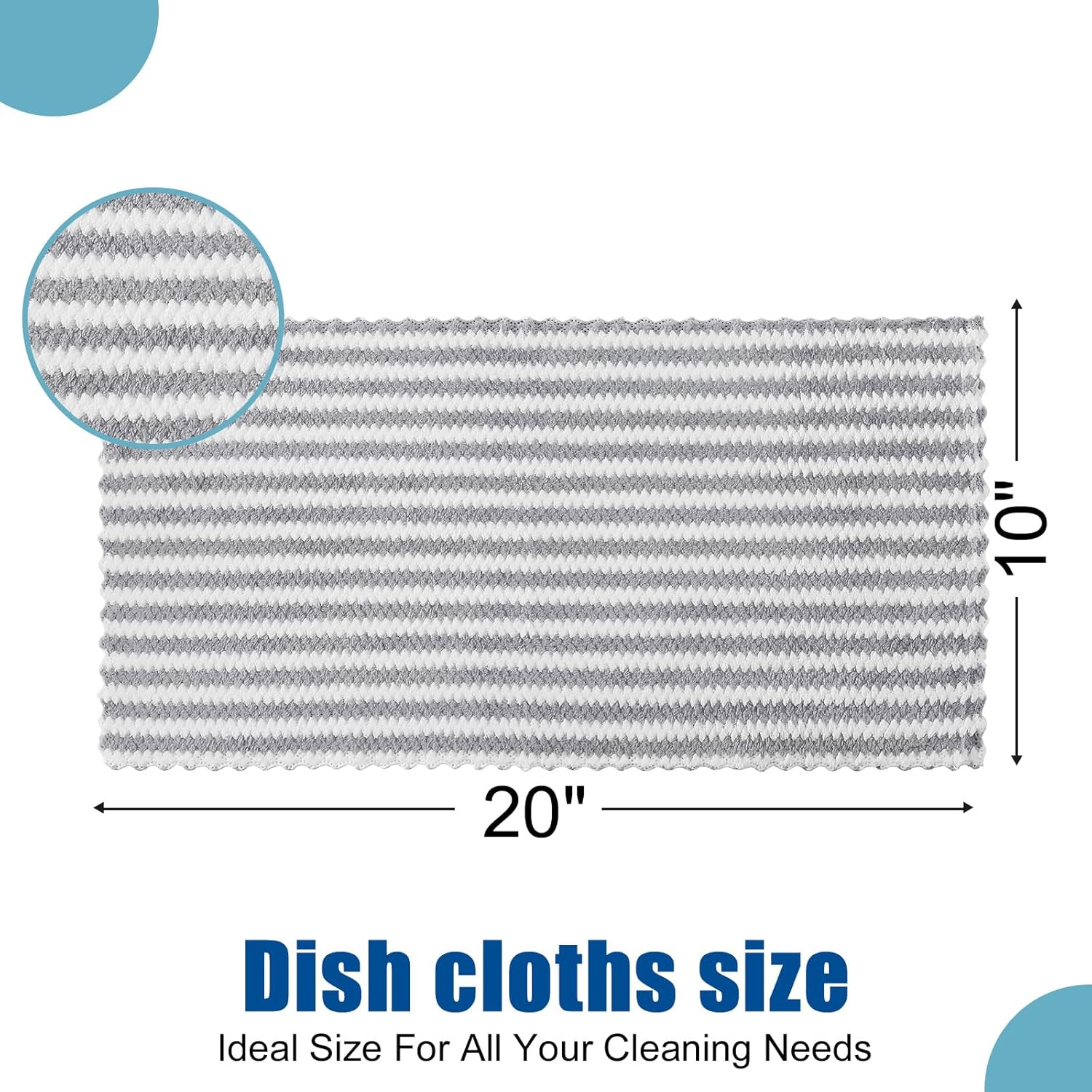 Homaxy Kitchen Towels(12 Pack, 10 x 20 inches), Ultra Soft and Absorbent Dish Towels, Reusable Fast Drying Microfiber Cleaning Cloth, Coral Velvet Wave Design No-lint, Grey