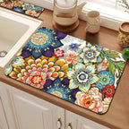 24.5" x 15.5" Dish Drying Mat & 24" x 5.5" Sink Splash Guard, Super Absorbent Drainer Rack Mat for Kitchen Counter Coffee Bar