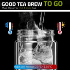 Tea Tumbler with Infuser, 20oz Double Wall Borosilicate Glass Tea Bottle, 100% Leak-Proof with Stainless Steel Filter