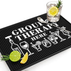 Group Therapy Bar Mat for Countertop - Ideal for Bartending & Home Bar Spill-Proof, Durable, Non-Slip Rubber Mat - Large Size 18"x12" - Bar Mats for Home Bar - Thick Rubber Mat