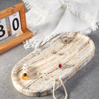 Koville Natural Marble Bathroom Tray for Decor Countertop, Marble Vanity Tray for Candles Perfume, Jewelry, Cosmetics, Stone Decorative Trays for Dresser Organizer(White Traonyx)