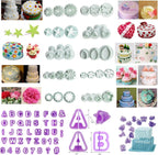 Flower Fondant Cutters,73Pcs Cake Cookie Cutter Plunger Sugarcraft Alphabet Letters Decorating Tools,Sunflower Rose Leaf Butterfly Heart Star Carnation Hollow Calyx Cutter Molds,Icing Modelling Kit