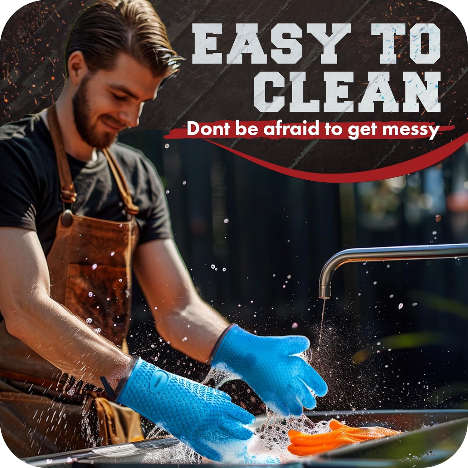 KITCHEN PERFECTION XL Silicone Smoker Oven Gloves-Extreme HeatResistant Gloves-Handle Hot Food Right on Your Grill BBQ Fryer&Pit|Waterproof Grilling Cooking&Baking Mitts|Superior Value Set+3 Bonuses