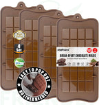 Break-Apart Chocolate Molds, Non-Stick Silicone Chocolate Bar Mold, Food Grade Candy Bar Mold, Perfect for Energy Bar, Cocoa Mini Bar - 4 Pack